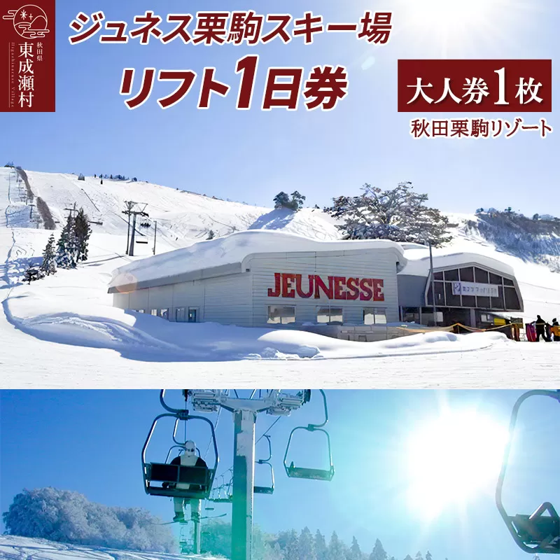 秋田県東成瀬村 ジュネス栗駒スキー場 リフト1日券（大人券1枚）