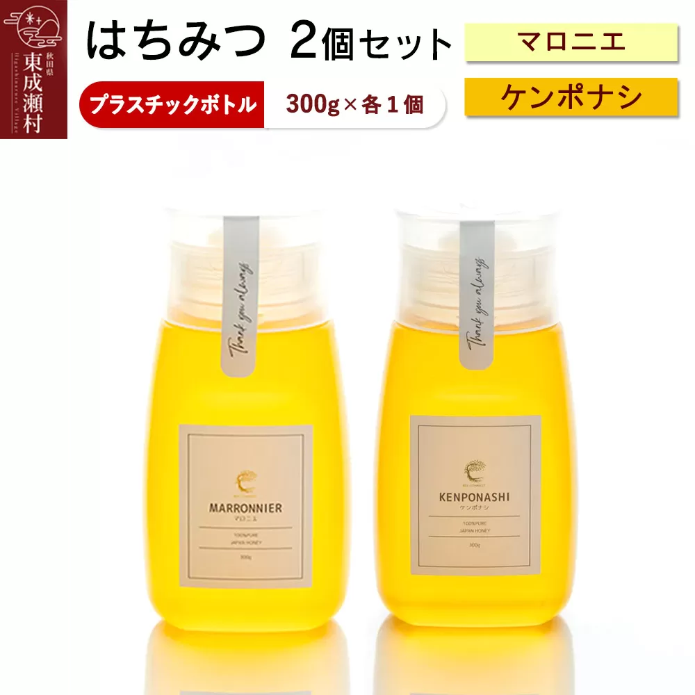 はちみつ2個セット（MARRONNIER・KENPONASHI プラスチックボトル）300g×各1個 計2個