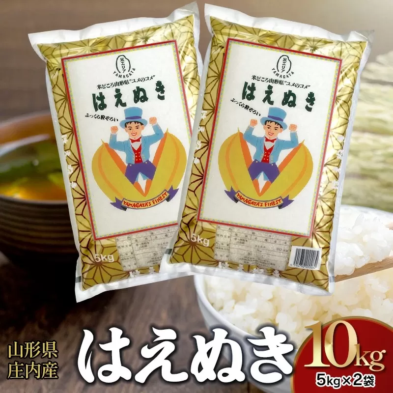 【令和6年産】はえぬき 精米 5kg×2袋 計10kg 山形県 庄内産　米食味鑑定士お薦め 