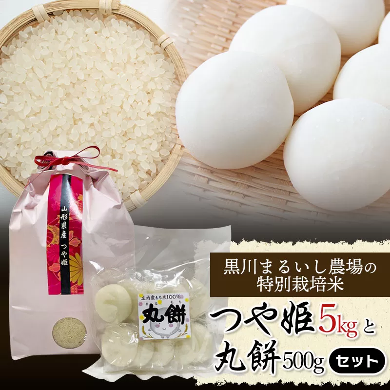 【令和6年産 新米】 黒川まるいし農場の特別栽培米つや姫 5kg(5kg×1袋) と 丸餅 500g セット 山形県鶴岡市産　K-639