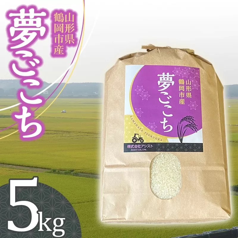 【令和6年産】 特別栽培米 夢ごこち 精米　5kg(5kg×1袋) 山形県鶴岡市産　株式会社アシスト