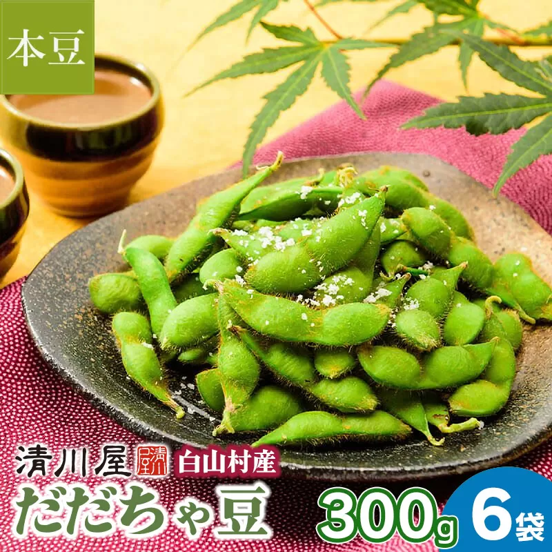 【令和7年産先行予約】白山村産だだちゃ豆 300g×6袋（計1800g）【本豆】 2025年 株式会社 清川屋