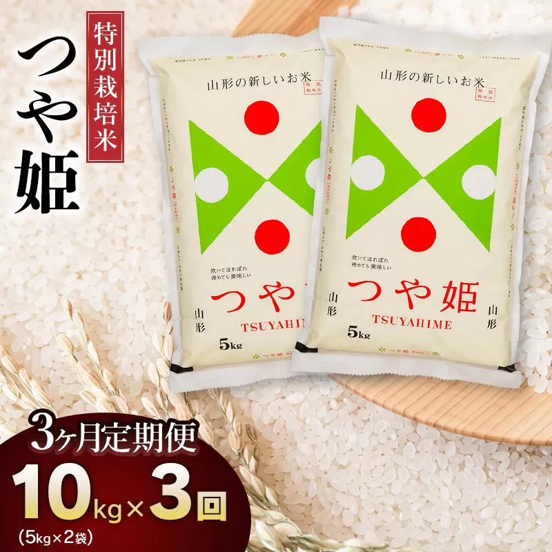 [令和6年産]特別栽培米 つや姫10kg(5kg×2)[3回定期便] 山形県庄内産 鶴岡米穀商業協同組合