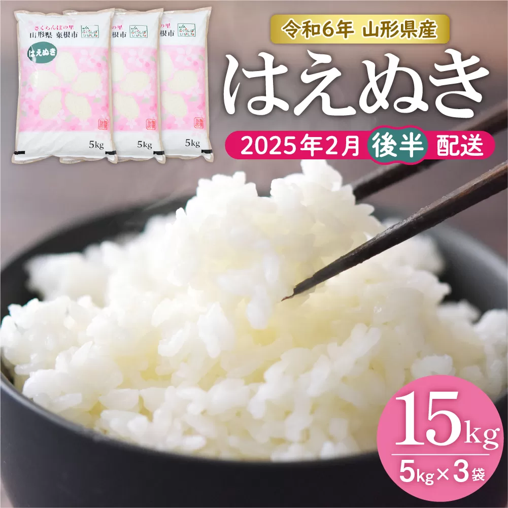 【令和6年産】はえぬき15kg (2025年2月後半送付)JA提供 山形県 東根市 hi002-027-023-1