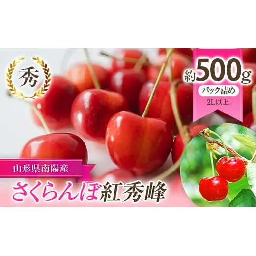 【令和7年産先行予約】 さくらんぼ 「紅秀峰」 約500g (秀 2L以上) パック詰め 《令和7年6月下旬～発送》 『生産者 佐藤 勇二』 サクランボ 果物 フルーツ 産地直送 生産農家直送 山形県 南陽市 [2235]