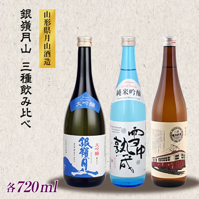 FYN9-248 山形の地酒【銀嶺月山】3種飲みくらべ 720ml×3本 山形県 西川町