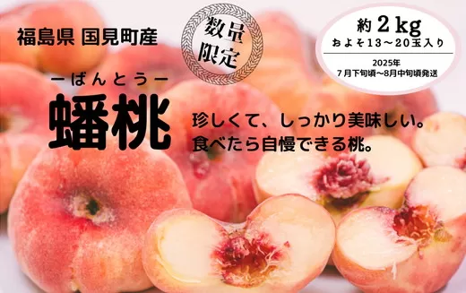 ◆2025年夏発送◆＜ 蟠桃・約2kg ＞ ※離島への配送不可 ※2025年7月下旬～8月中旬頃に順次発送予定