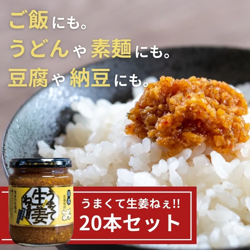 うまくて生姜ねぇ!!20本セット 【しょうが 国産 醤油漬け ごはんのお供 お弁当 調味料 おつまみ 肴 薬味 隠し味 猪苗代町 福島県】