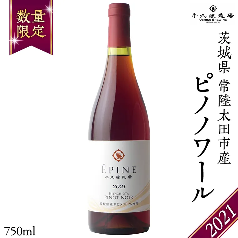 【 数量限定 】エピヌ ピノノワール 2021 茨城県産 牛久醸造場 日本ワイン 赤ワイン 750ml × 1本 やや辛口 ミディアムボディ お酒 贈り物 野菜 おでん