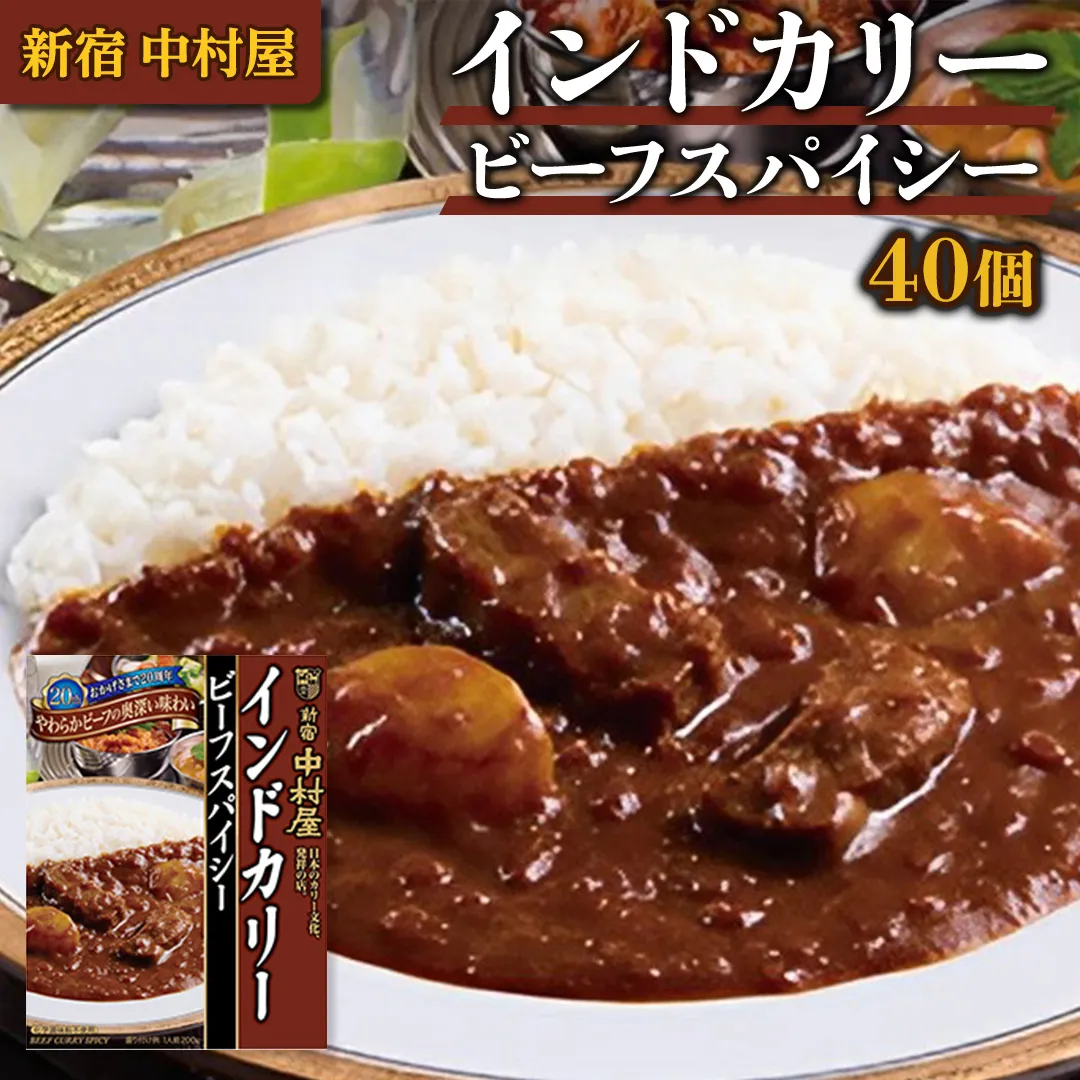 新宿 中村屋 インドカリー ビーフスパイシー 40個 人気 洋食 レトルト 時短 カレー インドカレー スパイシーカレー 長期保存 災害用 保存食