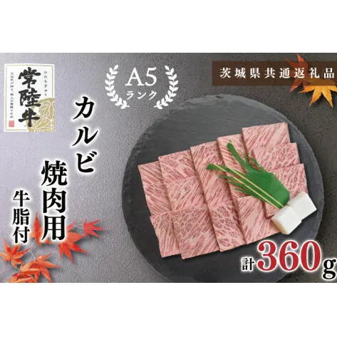 【茨城県共通返礼品】【常陸牛A5ランク】カルビ焼肉用360g（KCK-5）