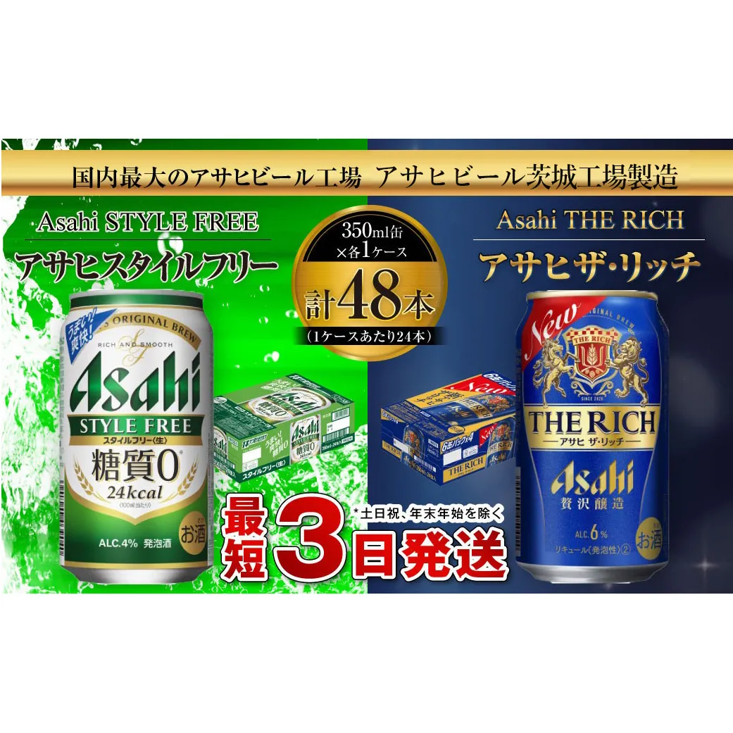 スタイルフリー(糖質0) 350ml缶 24本入＋ザ・リッチ 350ml缶 24本入