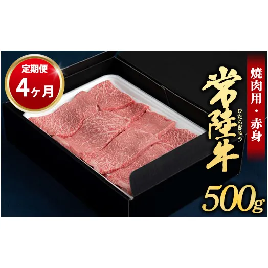 【定期便 4ヶ月】常陸牛焼肉用（赤身）500g