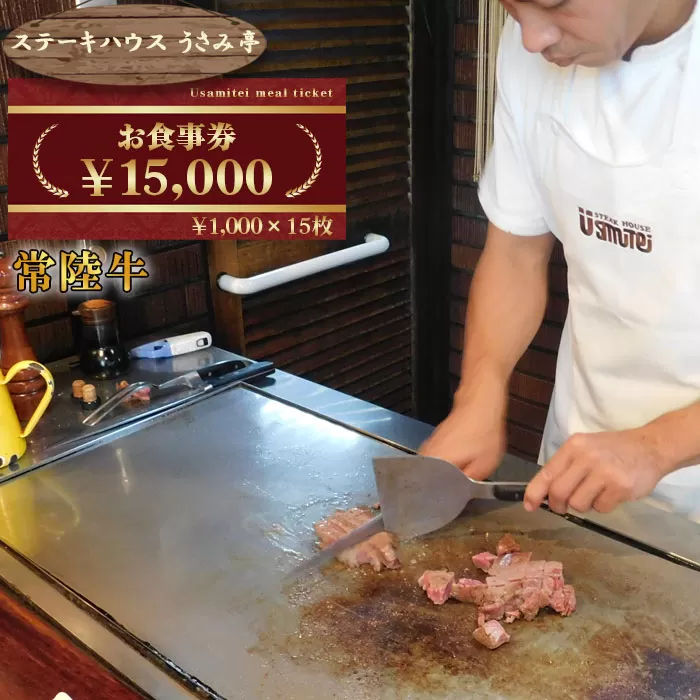 No.495 ふるさと納税【ステーキハウスうさみ亭】　お食事券15000円分