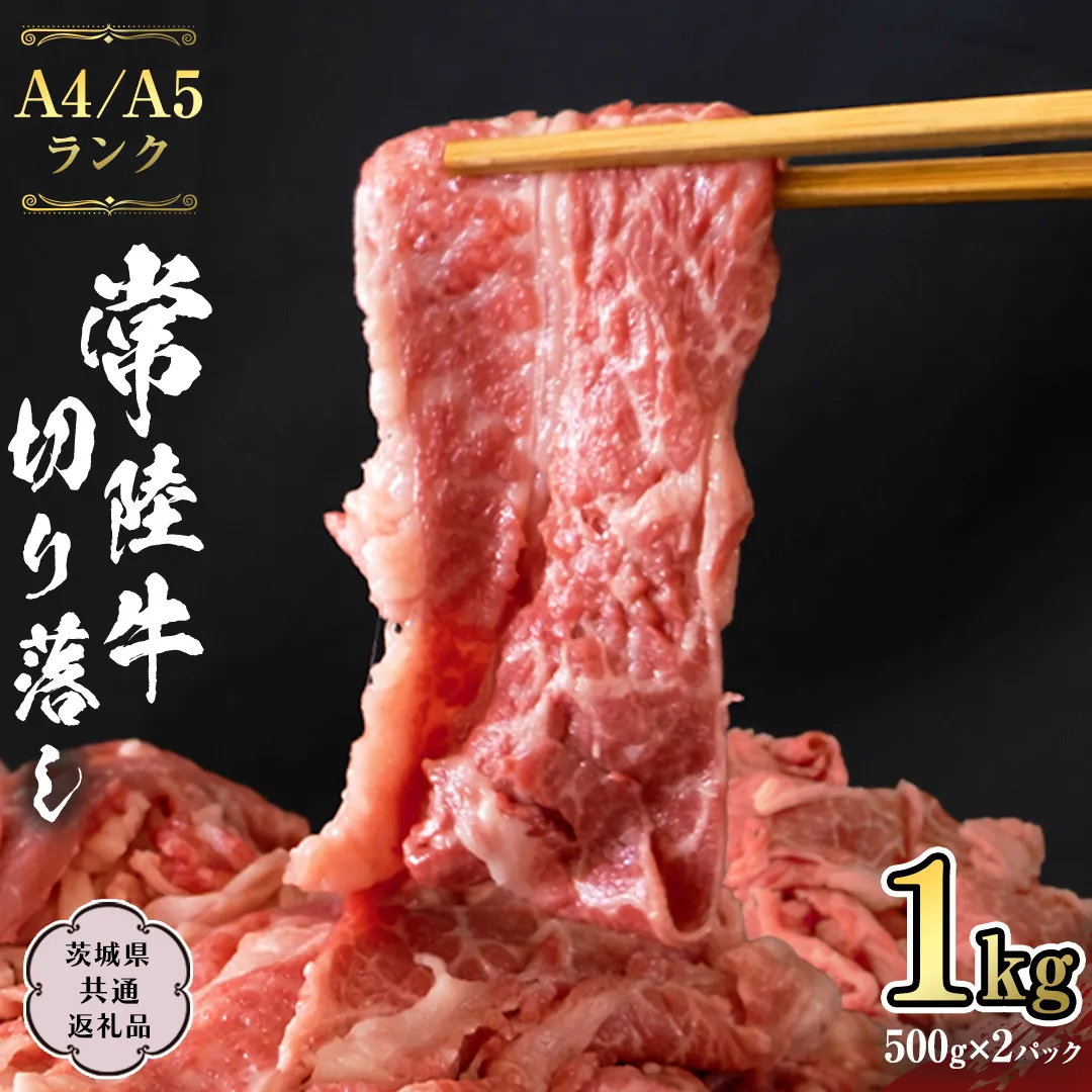 常陸牛 切り落とし 1kg 牛肉 国産牛 和牛 切落し お肉 A4ランク A5ランク ブランド牛 切り落し すき焼き 小分け 冷凍 （茨城県共通返礼品） [CD001sa]