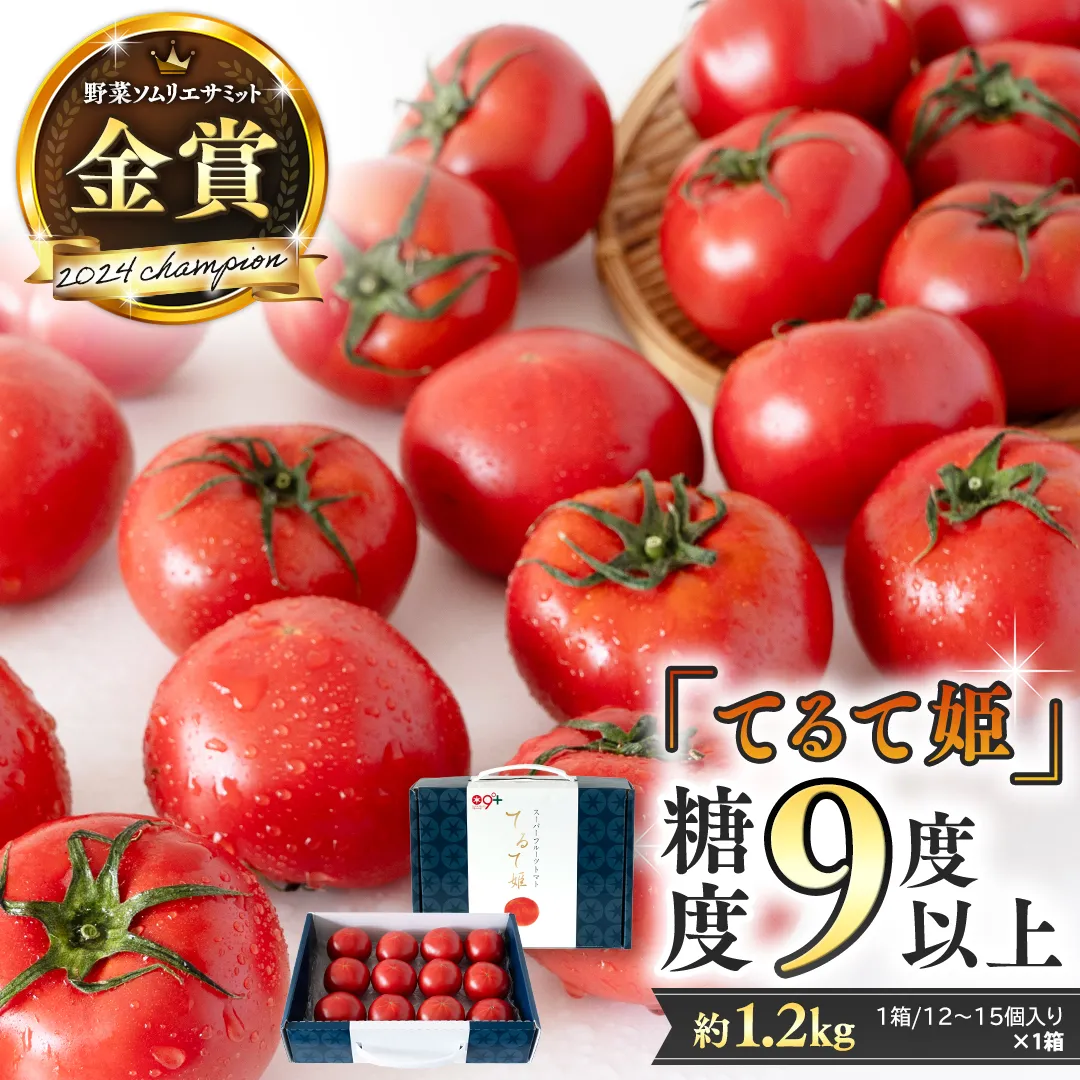 糖度9度以上 トマト 【 2025年収穫分 先行予約 】 スーパーフルーツトマト てるて姫 中箱 約1.2kg × 1箱 【12～15玉/1箱】 フルーツトマト ブランドトマト とまと てるて姫 野菜 人気 金賞 受賞 ギフト 贈答 茨城県 桜川市 【2025年2月上旬発送開始】[BC033sa]