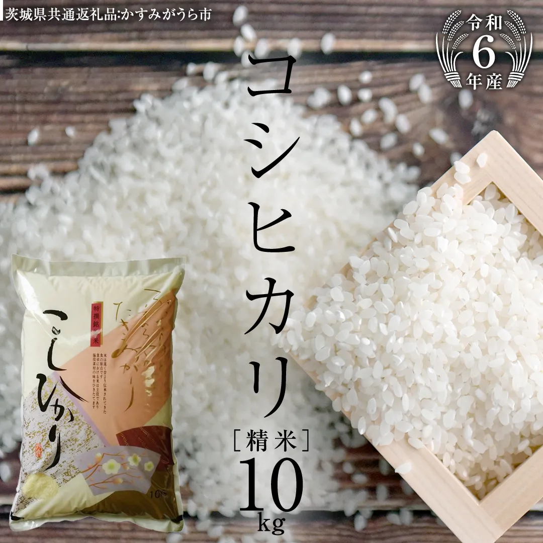 【 令和6年産 】 コシヒカリ 精米 10kg ( 10kg × 1袋 ) (茨城県共通返礼品 かすみがうら市) 米 ごはん もっちり 甘い お米 白米 [EX002sa]