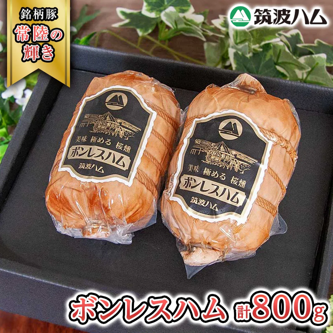 筑波ハム しっとり柔らか ボンレスハム 2個 合計 800g 『常陸の輝き』 茨城県産 ブランド豚 銘柄豚 ( 茨城県共通返礼品 ) [EN037sa]