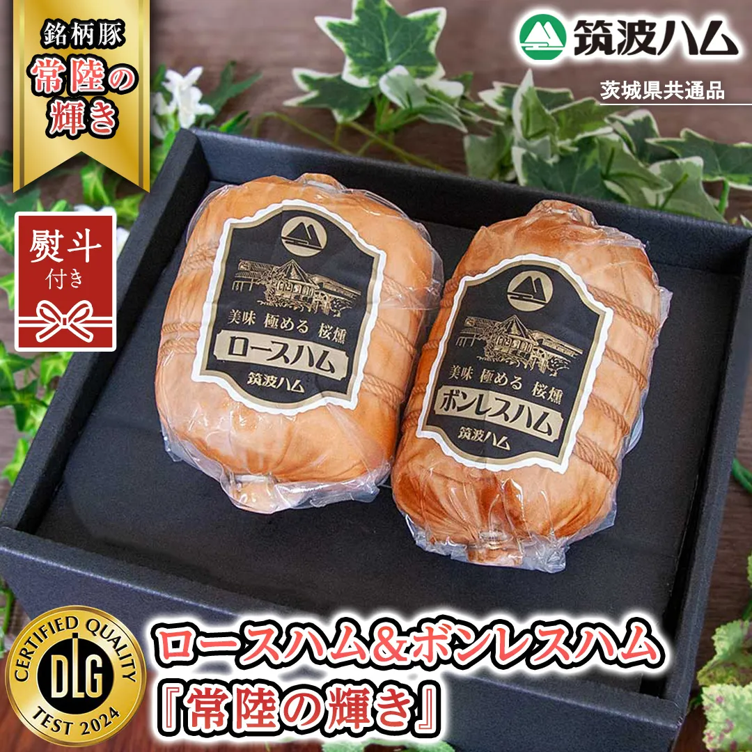 【贈答用（熨斗対応可）】 筑波ハム ロースハム 500g ボンレスハム 400g 『常陸の輝き』 茨城県産 ブランド豚 銘柄豚 ( 茨城県共通返礼品 ) ハム 豚 豚肉 肉 お肉 [EN032sa]