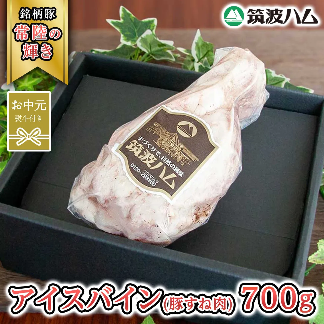 【お中元熨斗付き】 筑波ハム アイスバイン 700g 豚すね肉 『常陸の輝き』 茨城県産 ブランド豚 銘柄豚 ( 茨城県共通返礼品 ) 豚 肉 お肉 ドイツ料理 温めるだけ 湯せん [EN015sa]