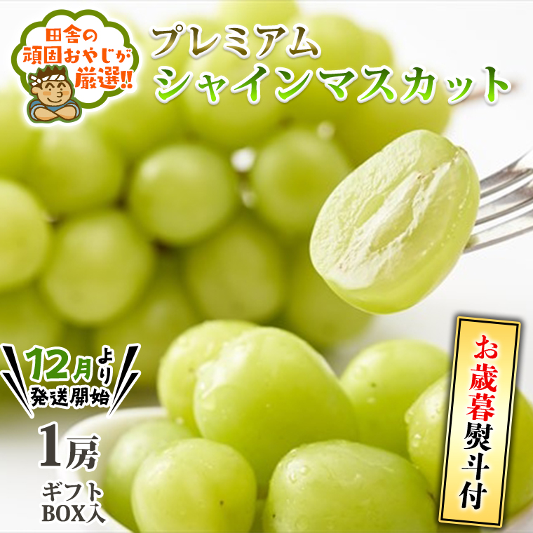 お歳暮熨斗付＞プレミアムシャインマスカット1房 ギフトBOX入り 【令和6年12月より発送開始】 田舎の頑固おやじが厳選！ 茨城県 厳選 果物  くだもの 旬 マスカット ぶどう ブドウ ギフト 贈り物 プレゼント 熨斗 お歳暮 御歳暮 [BI250-NT]｜つくばみらい市｜茨城県｜返 ...