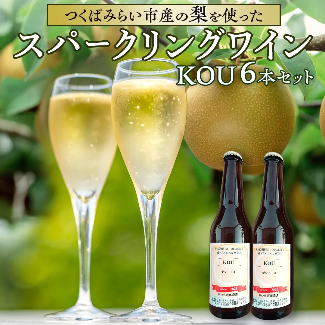 つくばみらい市産の 梨 を使った スパークリングワイン 「KOU」6本入 スパークリング ワイン シードル お酒 酒 果実酒 フルーツ 果物 [CZ05-NT]