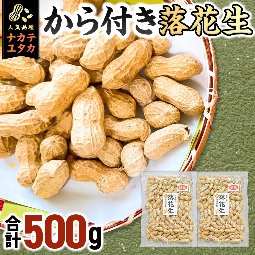 から付き落花生 500g （250g×2袋） 煎りざや落花生 おつまみ おやつ ピーナッツ 殻付き ナカテユタカ [EH21-NT]