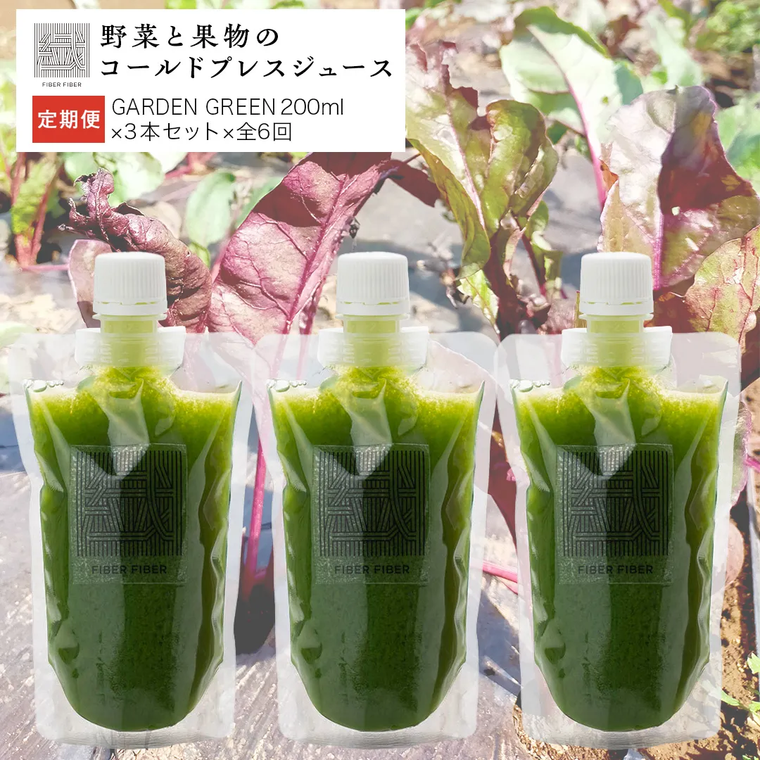 【定期便 全６回】野菜と果物の コールドプレスジュース ＧＲＥＥＮ ＧＡＲＤＥＮ 200ml × 3本セット 酵素ドリンク デトックス 免疫 ライフスタイル 健康 美容 無添加 野菜 果物 新鮮 有機 無農薬 減農薬 特別栽培 SDGs ジュース 冷凍 解毒 胃腸 やさしい ターンオーバー 代謝 老廃物 新陳代謝 [DZ09-NT]