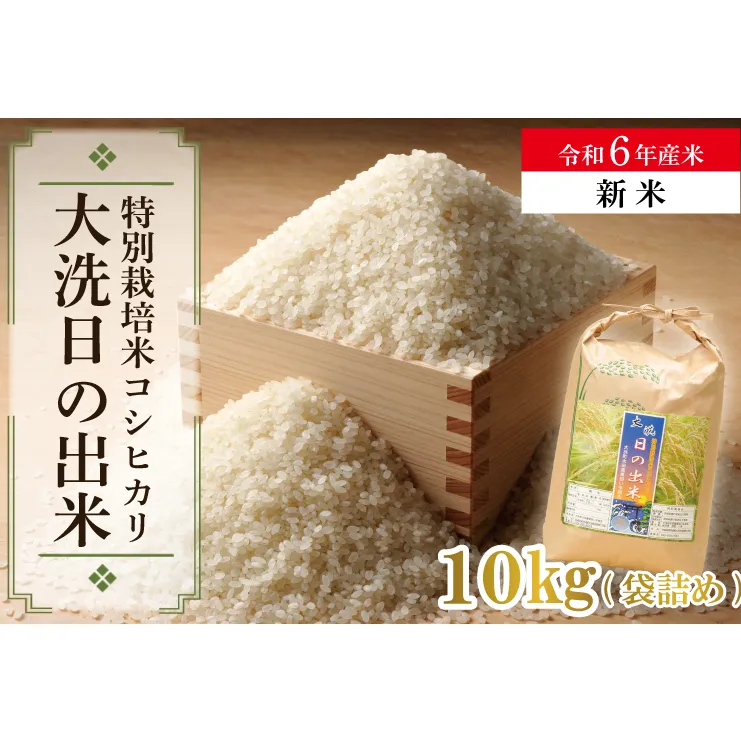 【新米】米 10kg 低農薬米 大洗 日の出米 コシヒカリ 令和6年産 特別栽培米 コメ こめ 送料無料