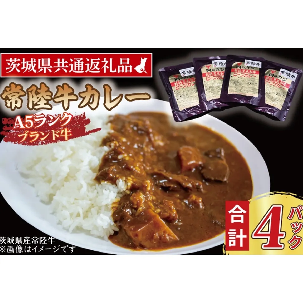 常陸牛カレー 200g×4パック ( 茨城県共通返礼品・茨城県産 ) ブランド牛 茨城 国産 常陸牛 黒毛和牛 霜降り 牛肉 カレー レトルト レトルトパウチ レトルトカレー