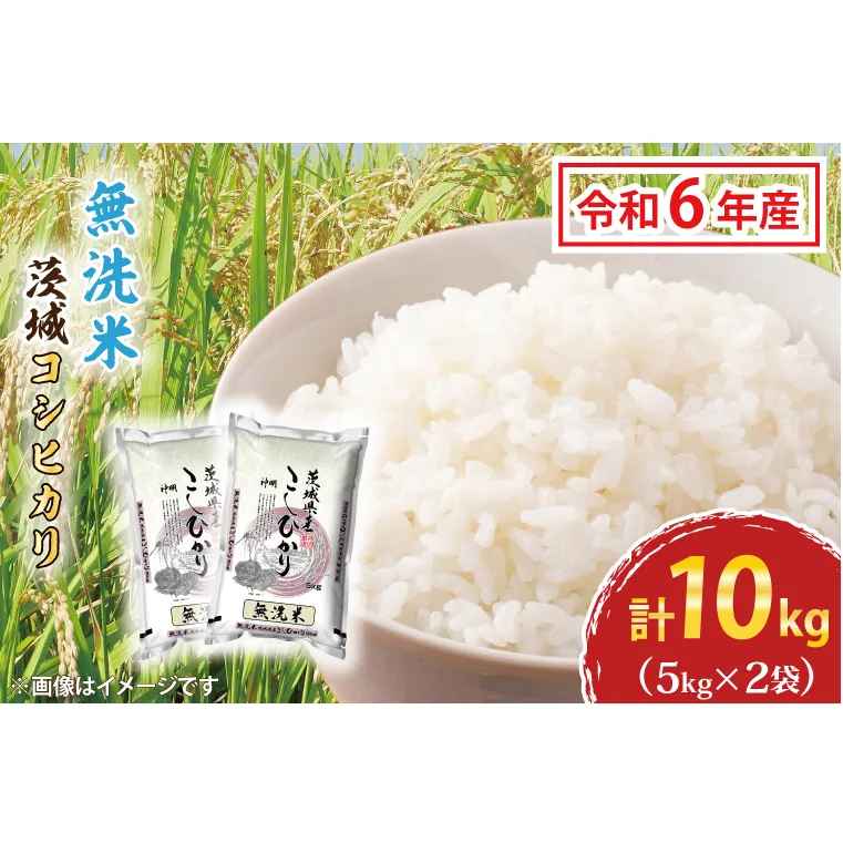 令和6年産  無洗米 茨城 コシヒカリ 10kg (5kg×２袋) 米 お米 おこめ 白米 ライス ご飯 精米 こしひかり 国産 茨城県産