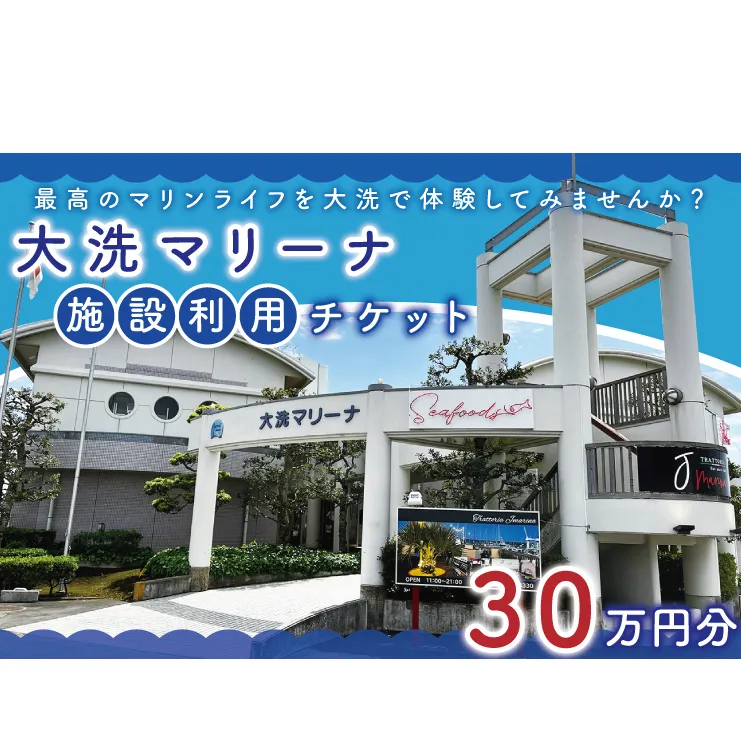 大洗マリーナ 利用券（30万円分） 施設利用 チケット 利用券 係留料 艇置料 レジャー 体験 観光 旅行 釣り フィッシング 大洗町 大洗