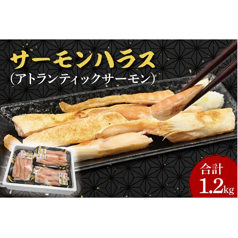 サーモン ハラス 1.2kg(200ｇ×6p) アトランティックサーモン 鮭 鮭はらす 大洗町 大洗 魚 さかな 魚介類 冷凍 工場直送 おかず おつまみ
