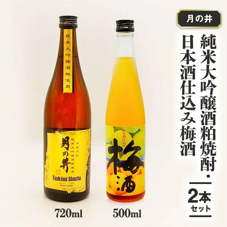 純米大吟醸 酒粕焼酎 720ml 日本酒 仕込み 梅酒 500ml 2本 セット 月の井 大洗 地酒 酒粕焼酎 国産梅 日本酒 焼酎 茨城