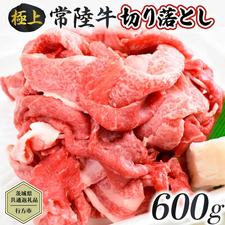 【茨城県共通返礼品／行方市】 常陸牛 切り落とし 約600g 牛肉 牛 ひたち牛 ブランド牛 贈答用 国産 黒毛和牛 最高級 切り落とし スライス しゃぶしゃぶ カレー 煮物 [CF006ya]