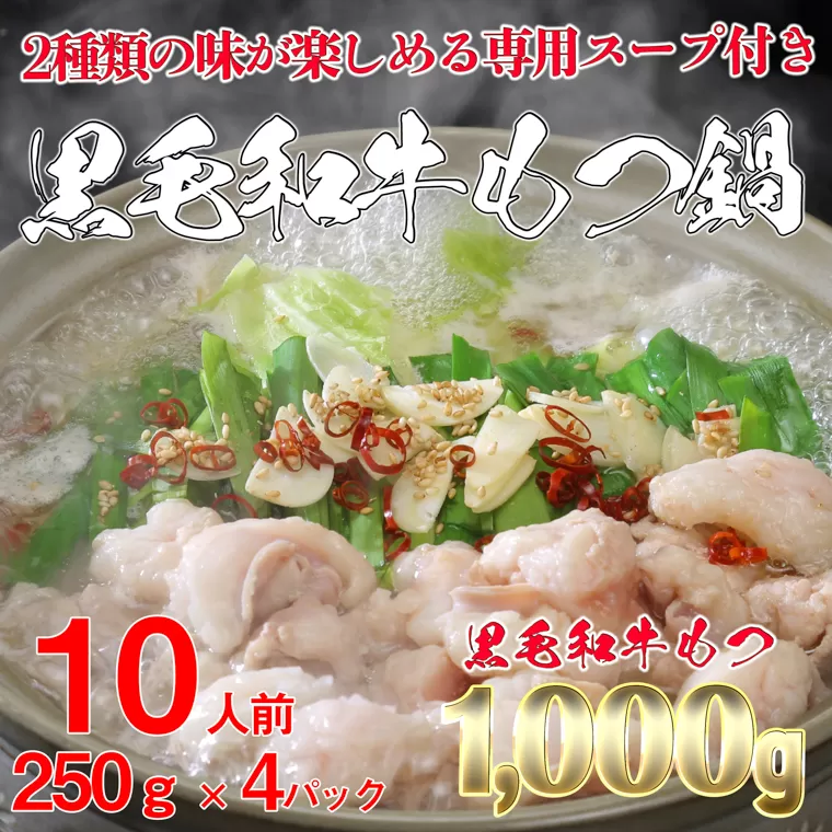 黒毛和牛もつ鍋セット 黒毛和牛もつ 1000g (250g × 4パック)