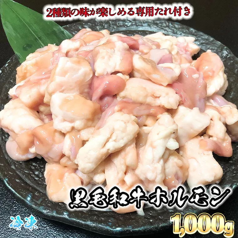 茨城県産 黒毛和牛ホルモン焼きセット！ 黒毛和牛ホルモン 小腸 1000g（250g × 4パック）（旨辛たれ・塩だれ付）