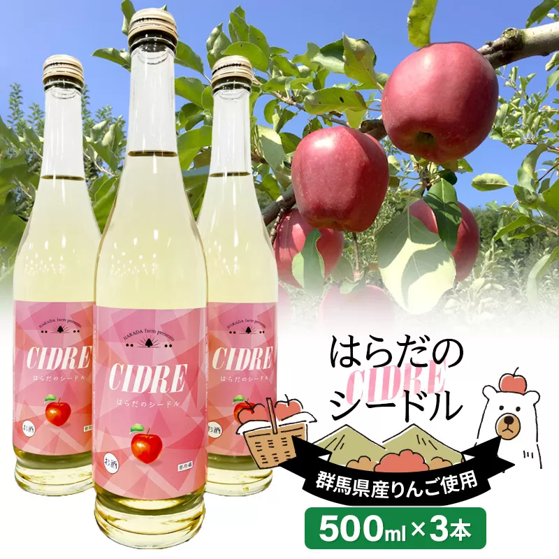 果実の里 原田農園 はらだのシードル 500ml×3本