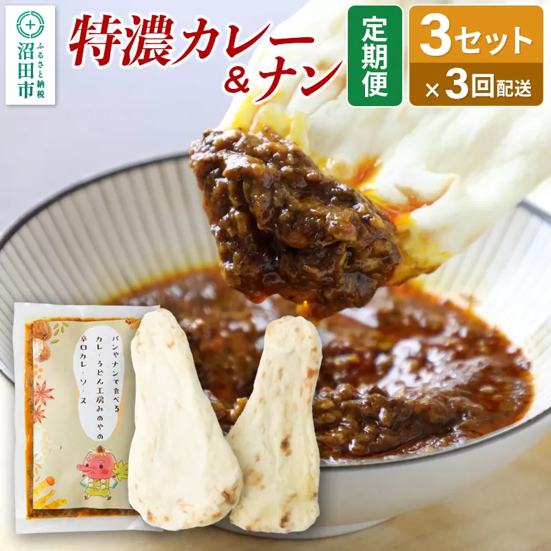 《定期便3回》みのや 特濃カレー＆ナン 3セット