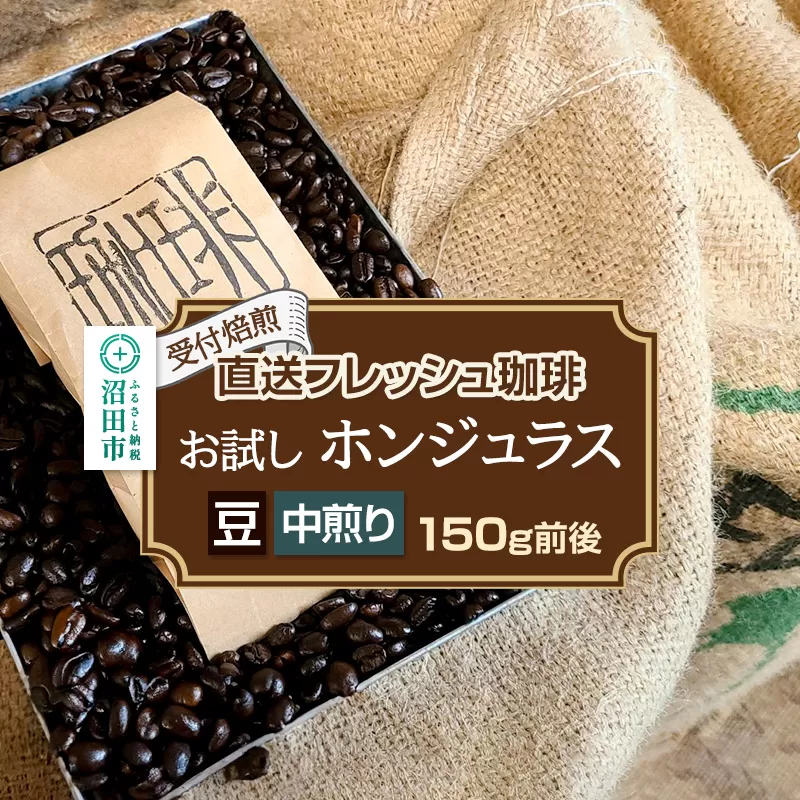 《受付焙煎》直送フレッシュ珈琲 お試し ホンジュラス【豆／中煎り】約150g 珈琲倶楽部 沼田店