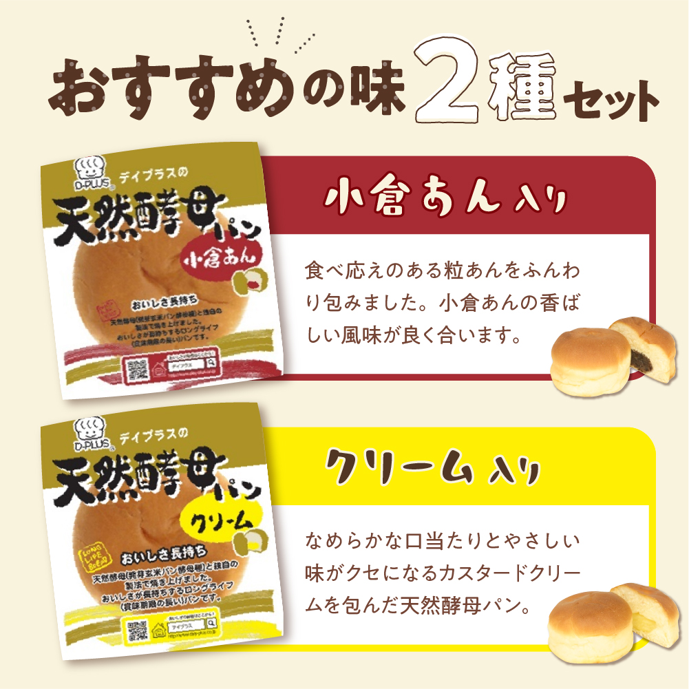 デイプラス天然酵母パン 小倉あん・クリーム（12個入り×2ケース