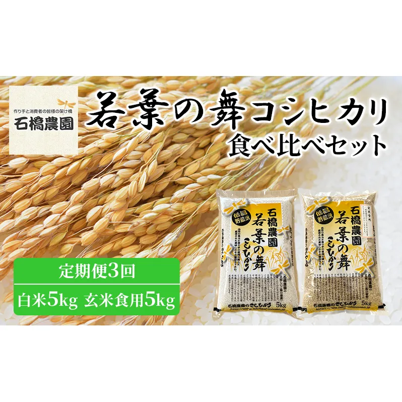 米 若葉の舞 コシヒカリ 白米5kg玄米食用5kg 食べ比べセット 定期便3回 こしひかり お米 白米 玄米 セット 食べ比べ 定期便 精米 千葉 千葉県 低温保存