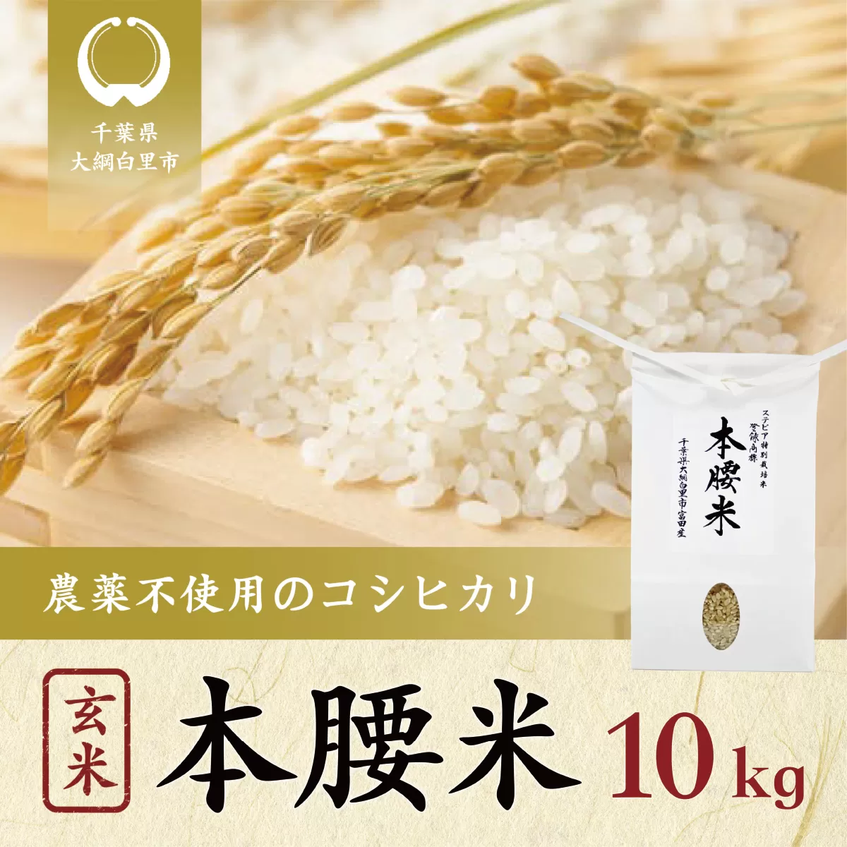 本腰米10kg 玄米 千葉県産コシヒカリ 農薬不使用 F006