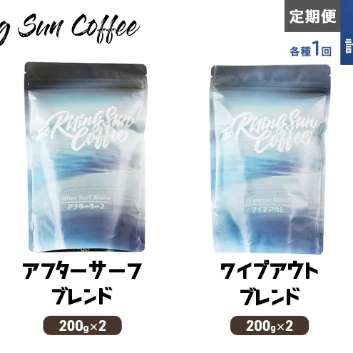 豆アフターサーフブレンド200g×2orワイプアウトブレンド 200g×2交互　定期便各1回　合計2回 コーヒー 珈琲 オリジナル 飲み比べ SUNNY 坂口憲二 九十九里町 千葉県