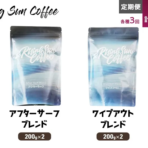 豆アフターサーフブレンド200g×2 or ワイプアウトブレンド 200g×2　交互　定期便各3回　合計6回 コーヒー 珈琲 オリジナル 飲み比べ SUNNY 坂口憲二 九十九里町 千葉県