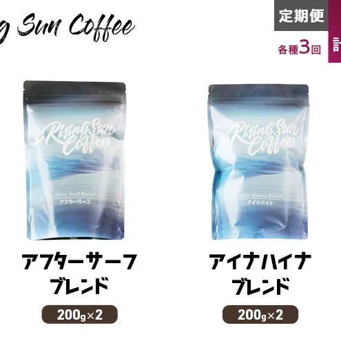 豆アフターサーフブレンド200g×2 or アイナハイナブレンド200g×2交互　定期便各3回　合計6回 コーヒー 珈琲 オリジナル 飲み比べ SUNNY 坂口憲二 九十九里町 千葉県