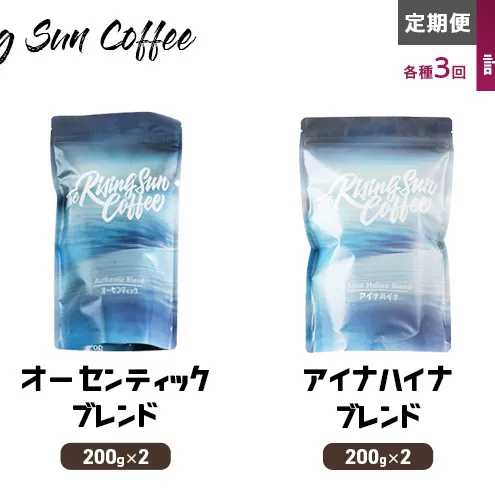 豆オーセンティックブレンド 200g×2 or アイナハイナブレンド 200g×2交互　定期便各3回　合計6回 コーヒー 珈琲 オリジナル 飲み比べ SUNNY 坂口憲二 九十九里町 千葉県