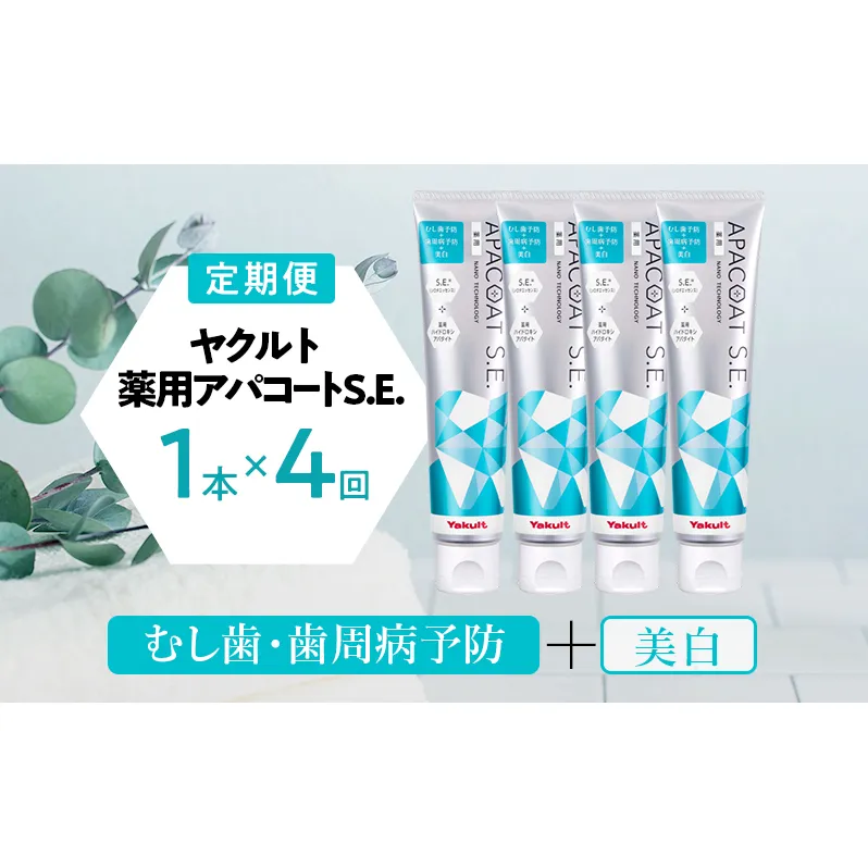 【定期便 4回 隔月】ヤクルト 薬用アパコートS.E.  歯磨き 歯磨き粉 薬用歯磨き粉 アパコート S.E. 予防 口臭 歯肉炎 歯槽膿漏 虫歯 歯 再石灰化 デンタルケア 歯みがき はみがき