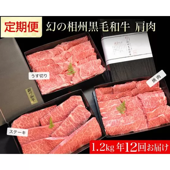 わがまま定期便　 幻の相州黒毛和牛肩肉 1.2kg 年に12回お届け！