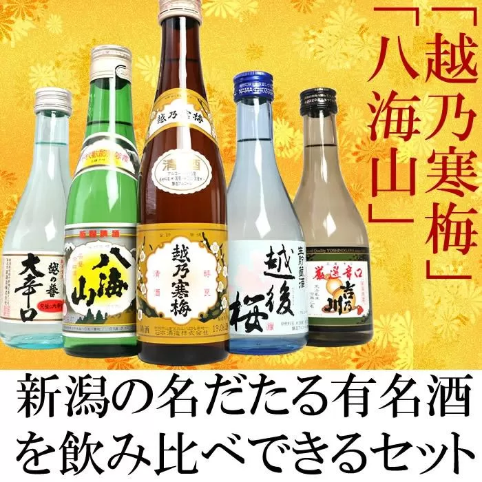 新潟人気酒！越乃寒梅と八海山入り！ミニボトル飲み比べセット300ml×5本